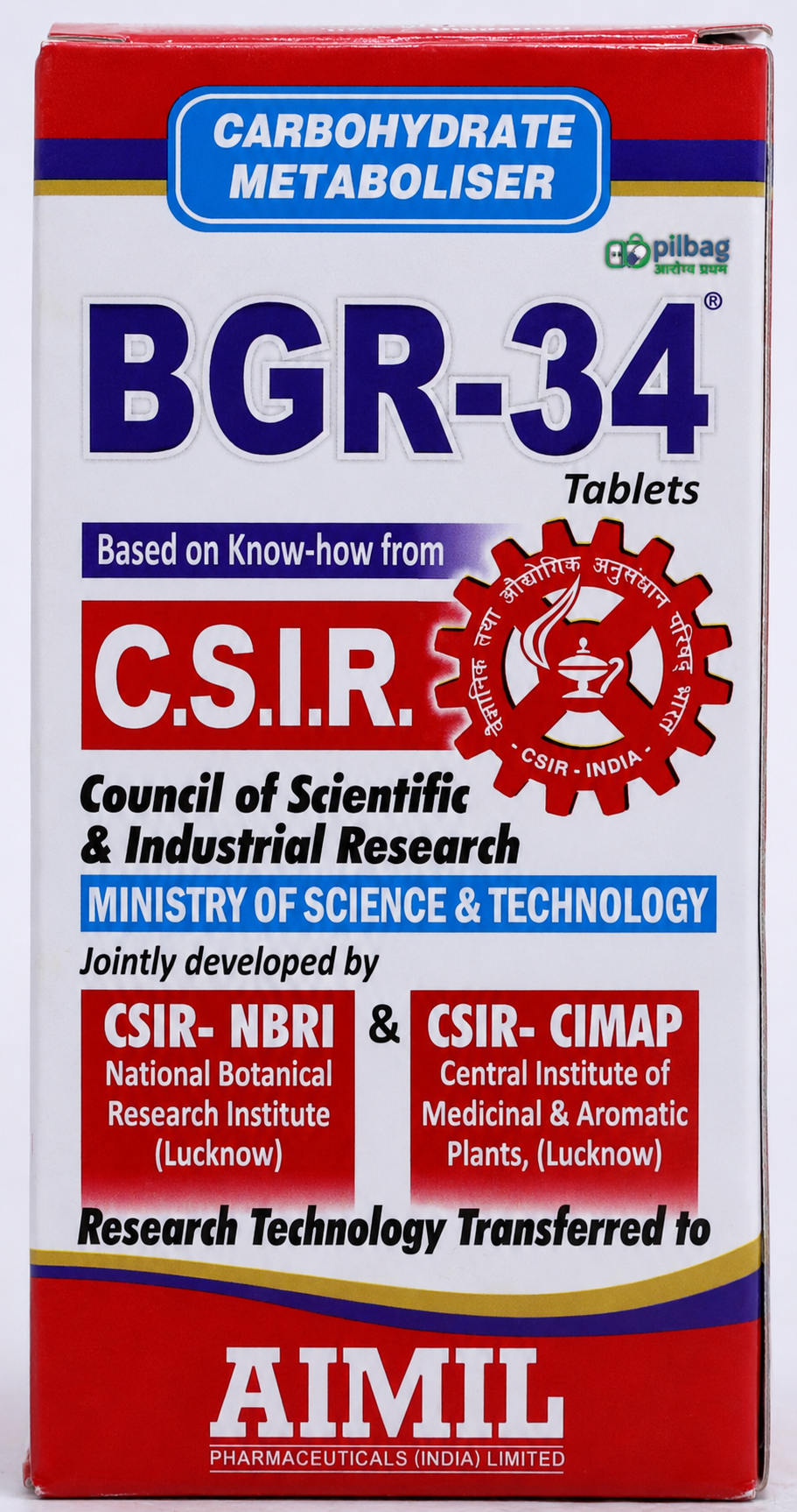 Aimil Bgr 34 Tablet Carbohydrate Metaboliser R&D by CSIR (100 Each)